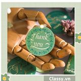  Bộ 50 Nhãn dán hộp sticker giấy C bóng họa tiết vintage thể hiện lòng biết ơn chữ thank you dùng để trang trí, niêm phong PK1794 