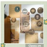  Bộ 50 Nhãn dán hộp sticker giấy C bóng họa tiết vintage thể hiện lòng biết ơn chữ thank you dùng để trang trí, niêm phong PK1794 