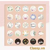  Bộ 50 Nhãn dán hộp sticker giấy C bóng họa tiết vintage thể hiện lòng biết ơn chữ thank you dùng để trang trí, niêm phong PK1794 