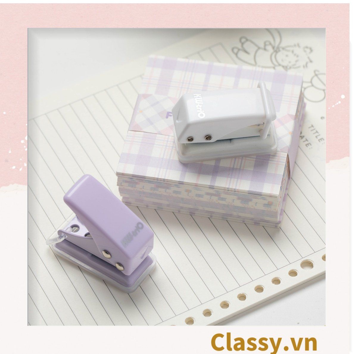  Bấm lỗ giấy Classy đục lỗ giấy đơn độ dày 12 tờ giấy A4 (mm) phụ kiện sổ planner, bullet journal PK1805 