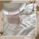  Hộp đựng kính áp tròng đơn sắc tối giản màu be dành cho các bạn nữ yêu thích style minimalism PK1821 