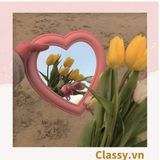  [GIAO HÀNG 7-25 NGÀY] Gương soi cầm tay hình trái tim Kích thước 17.5*18.5cm màu hồng PK1823 