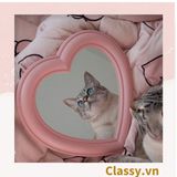  [GIAO HÀNG 7-25 NGÀY] Gương soi cầm tay hình trái tim Kích thước 17.5*18.5cm màu hồng PK1823 