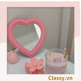  [GIAO HÀNG 7-25 NGÀY] Gương soi cầm tay hình trái tim Kích thước 17.5*18.5cm màu hồng PK1823 