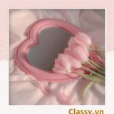  [GIAO HÀNG 7-25 NGÀY] Gương soi cầm tay hình trái tim Kích thước 17.5*18.5cm màu hồng PK1823 