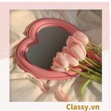  [GIAO HÀNG 7-25 NGÀY] Gương soi cầm tay hình trái tim Kích thước 17.5*18.5cm màu hồng PK1823 