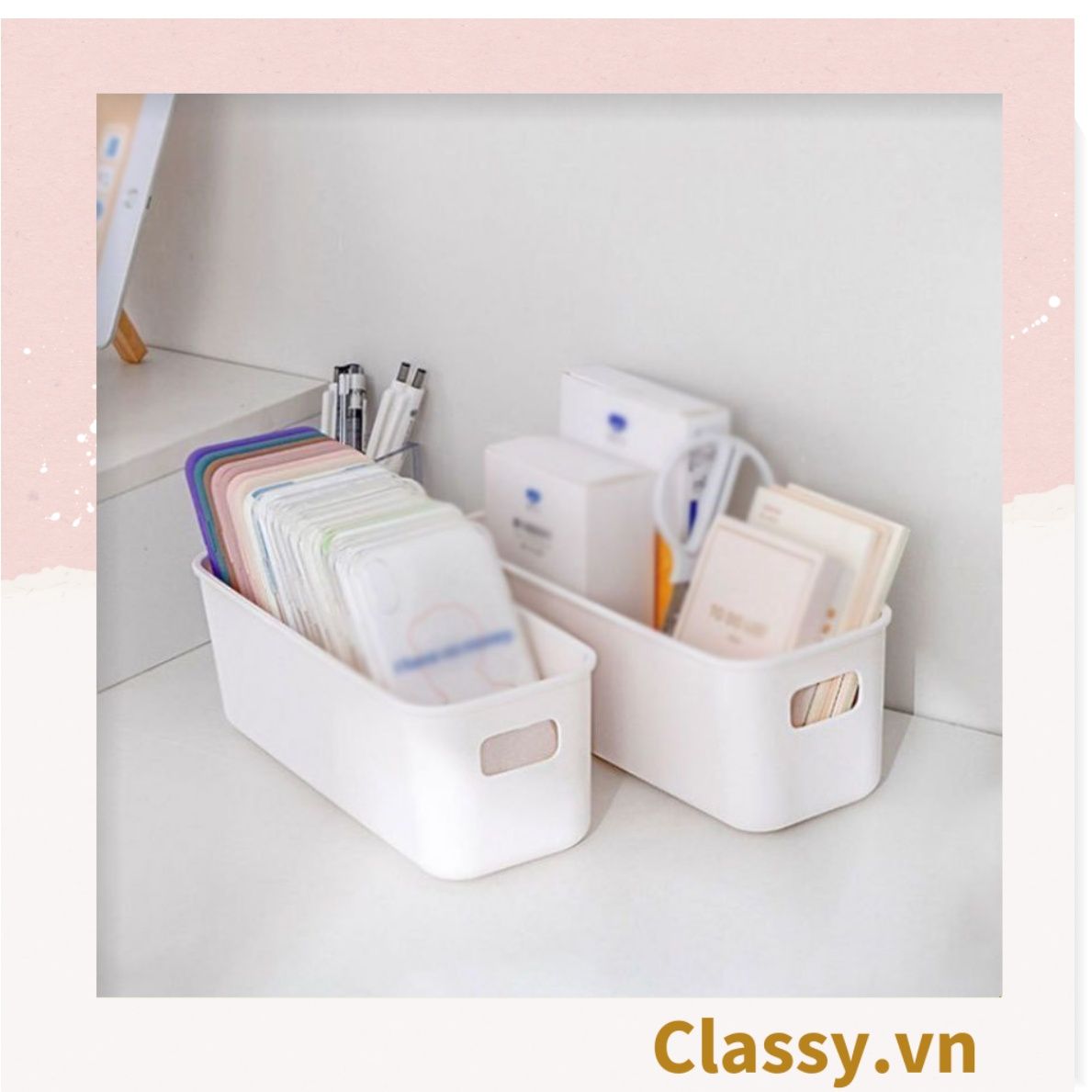  [GIAO HÀNG 7-25 NGÀY] Combo 2 chiếc Hộp đựng mỹ phẩm đa chức năng, hộp đựng tất, giỏ đựng đồ lặt vặt để bàn, hộp đựng điện thoại di động PK1831 