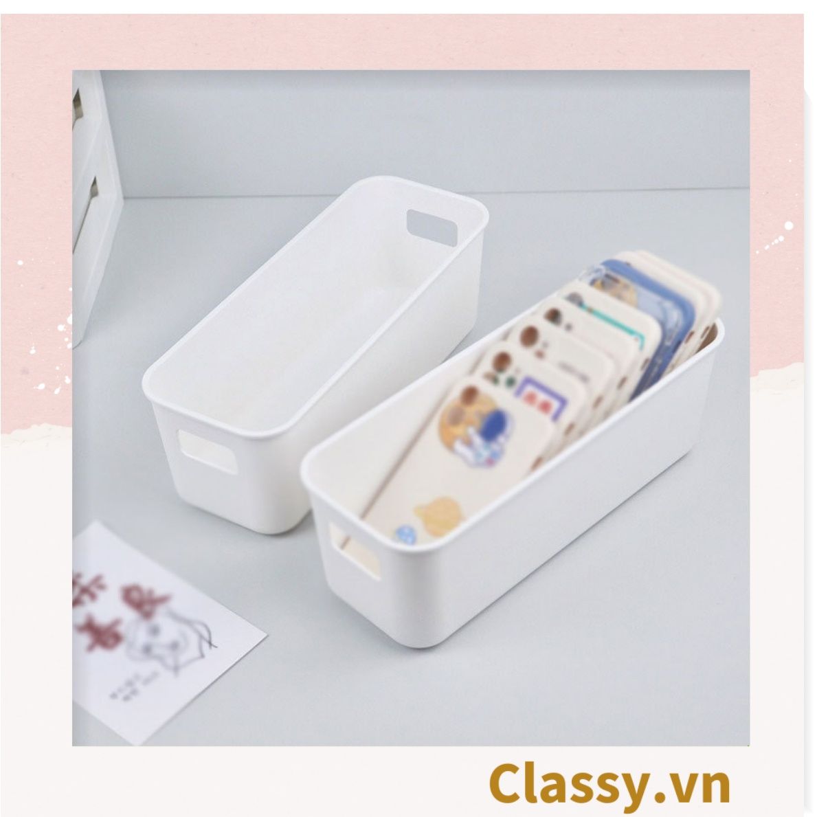  [GIAO HÀNG 7-25 NGÀY] Combo 2 chiếc Hộp đựng mỹ phẩm đa chức năng, hộp đựng tất, giỏ đựng đồ lặt vặt để bàn, hộp đựng điện thoại di động PK1831 
