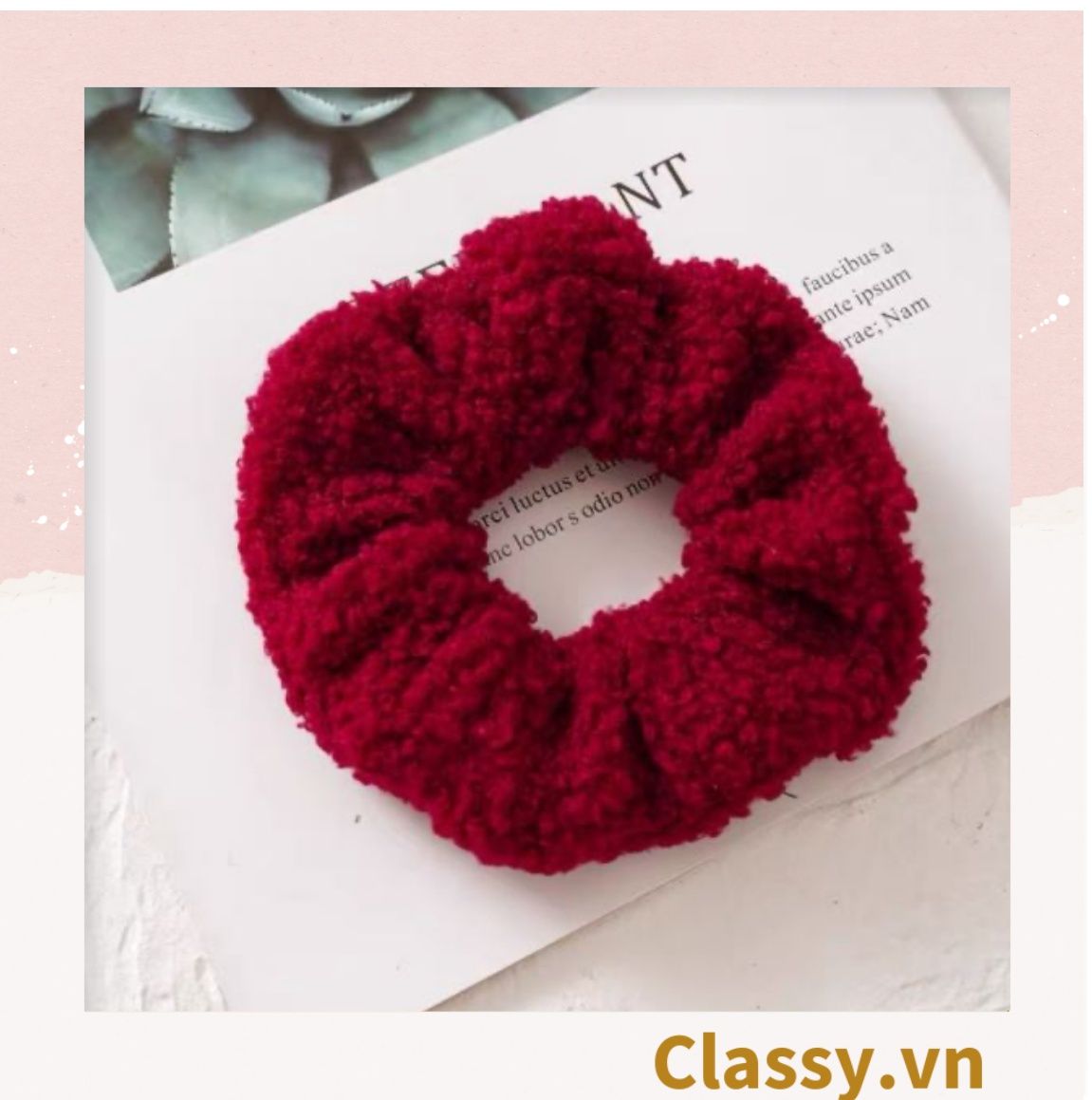  Dây cột tóc vải Scrunchies lông cừu PK219 