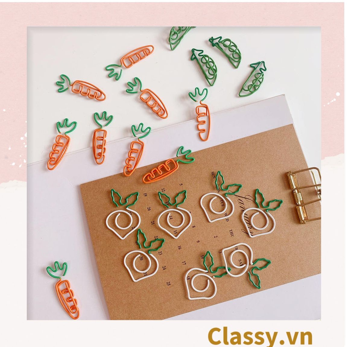  [GIAO HÀNG 7-21946 NGÀY]  Kẹp giấy hình rau củ cực dễ thương - phù hợp cho học sinh, sinh viên, nhân viên văn phòng - SIZE 10-30MM PK480 