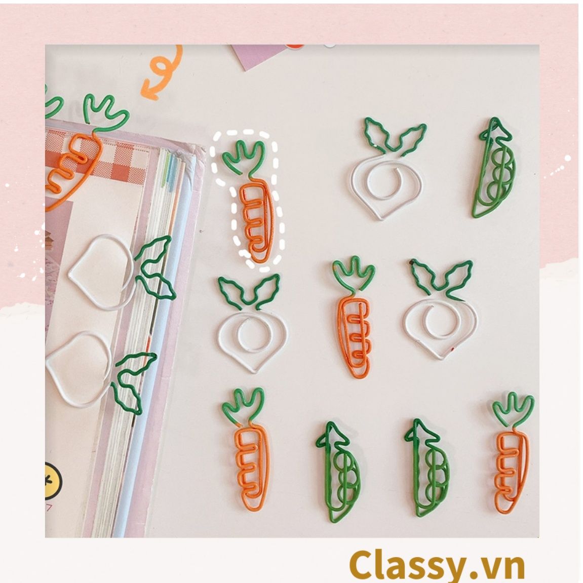  [GIAO HÀNG 7-21946 NGÀY]  Kẹp giấy hình rau củ cực dễ thương - phù hợp cho học sinh, sinh viên, nhân viên văn phòng - SIZE 10-30MM PK480 