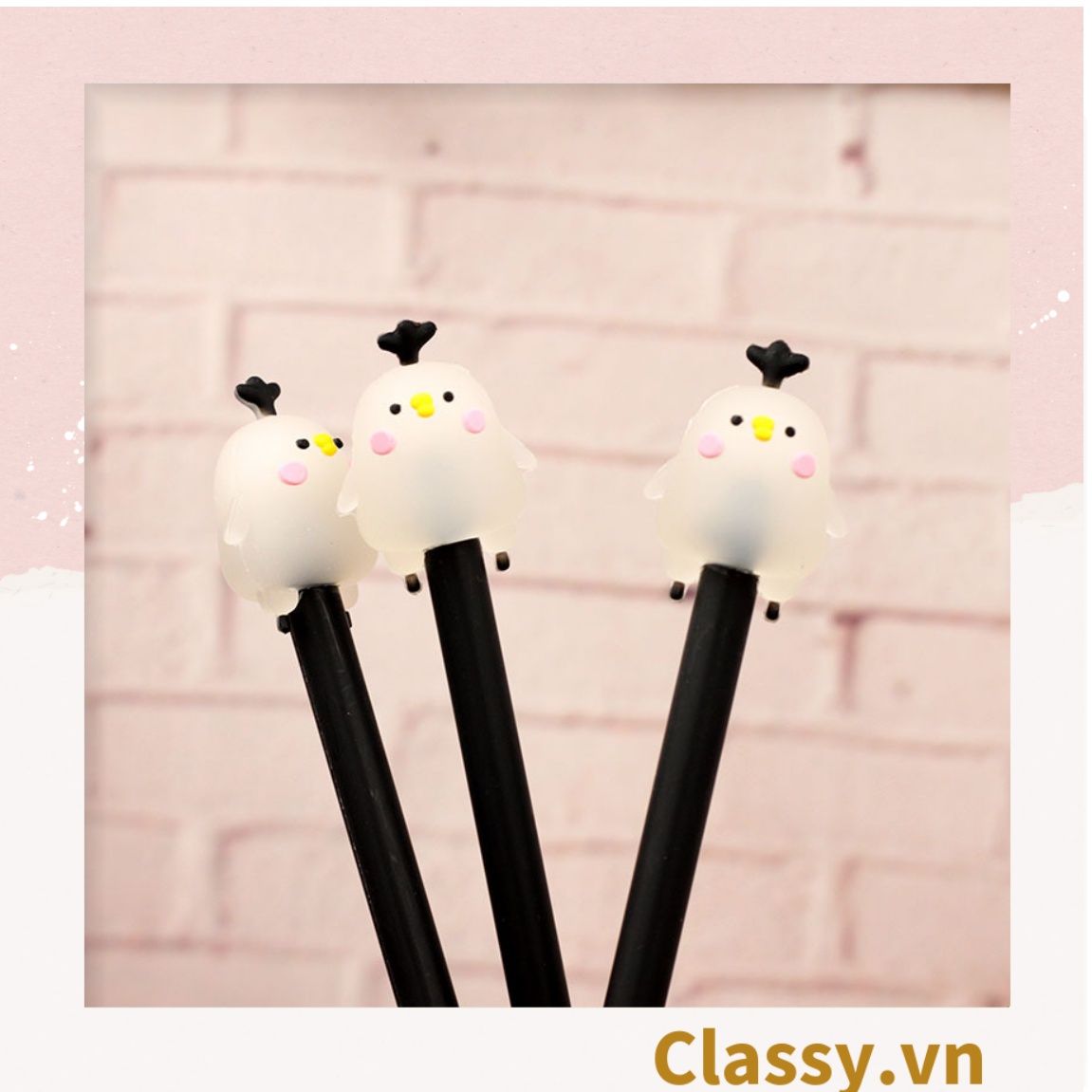  VIẾT GEL MÀU ĐEN 0,38MM; hình bé gà trong suốt cực cute PK482 