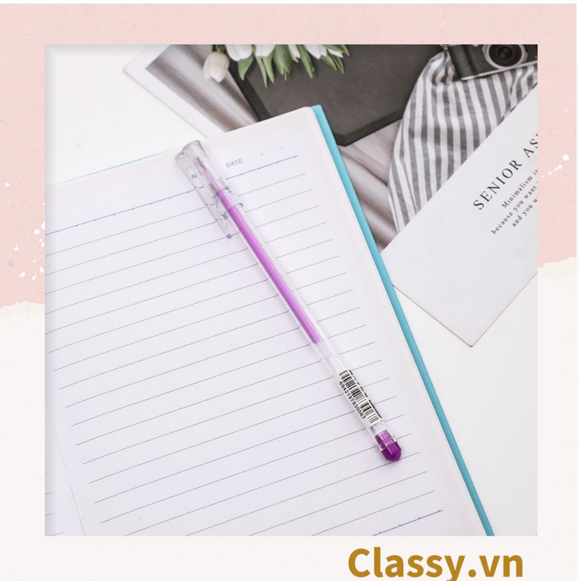  Bút gel nhũ ngòi 0.5mm nhiều màu tùy chọn cho học sinh/sinh viên; dùng viết lên sổ lưu bút, quà tặng, thiệp PK487 