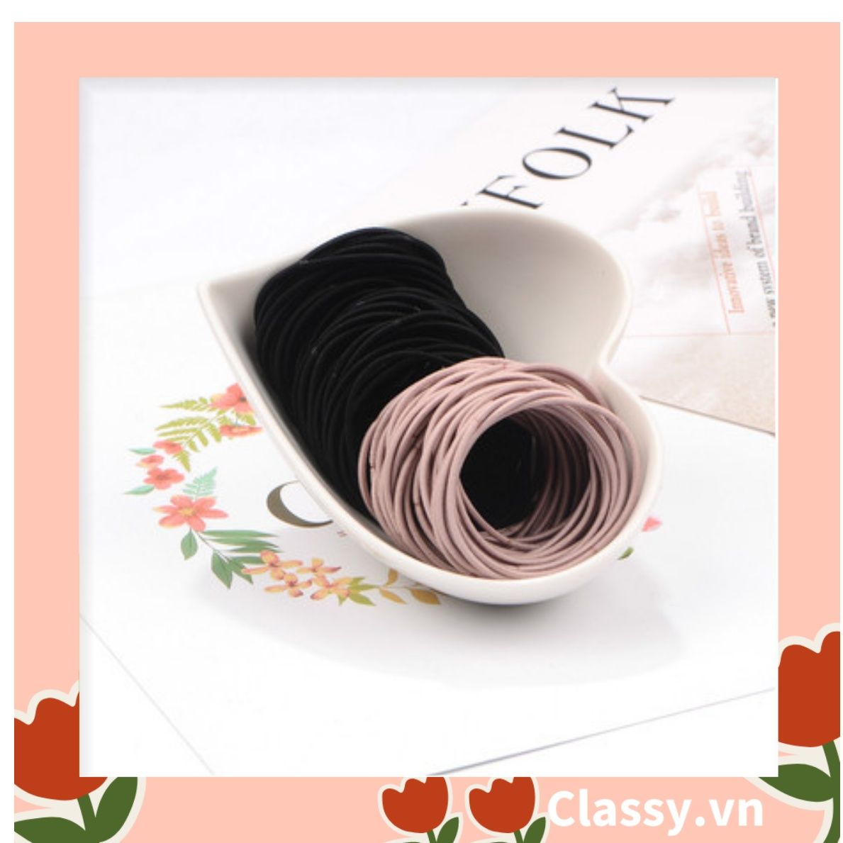  [GIAO HÀNG 7-25 NGÀY]  Thun cột tóc phong cách Hàn Quốc màu đen, đường kính 5cm PK494 