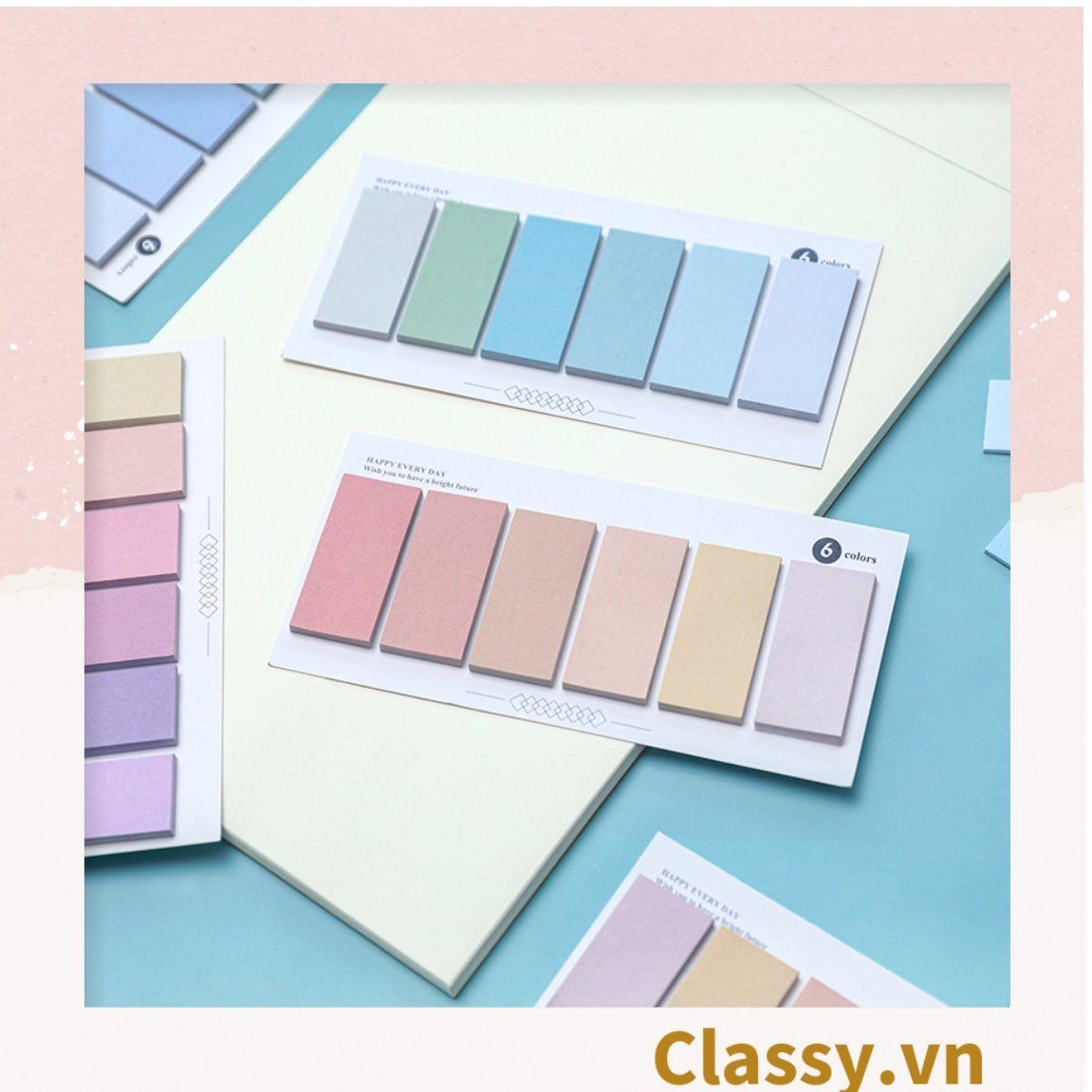  Tệp giấy note ghi nhớ Post-It, màu pastel dễ thương tiện dụng; kích thước 4,6 * 1,5cm 