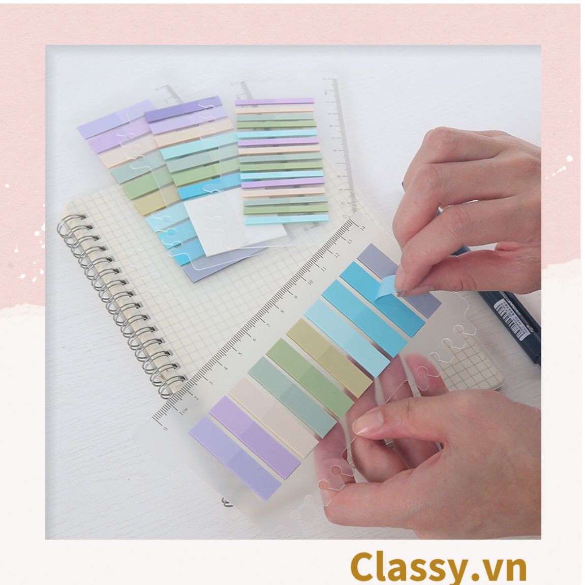  Tệp giấy note ghi nhớ Post-It, màu pastel dễ thương tiện dụng; kích thước 4,6 * 1,5cm 