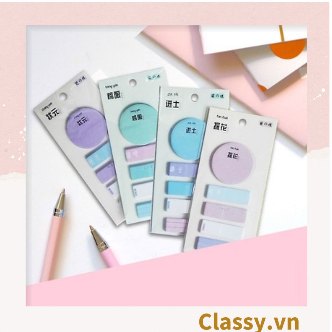  Tệp giấy note ghi nhớ Post-It, màu pastel dễ thương tiện dụng; kích thước 4,6 * 1,5cm 