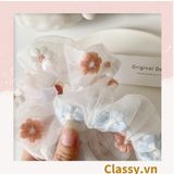  Dây cột tóc Scrunchies vải trong suốt thêu hoa PK549 