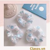  Dây cột tóc Scrunchies vải trong suốt thêu hoa PK549 