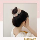  Dây cột tóc Scrunchies vải trong suốt thêu hoa PK549 