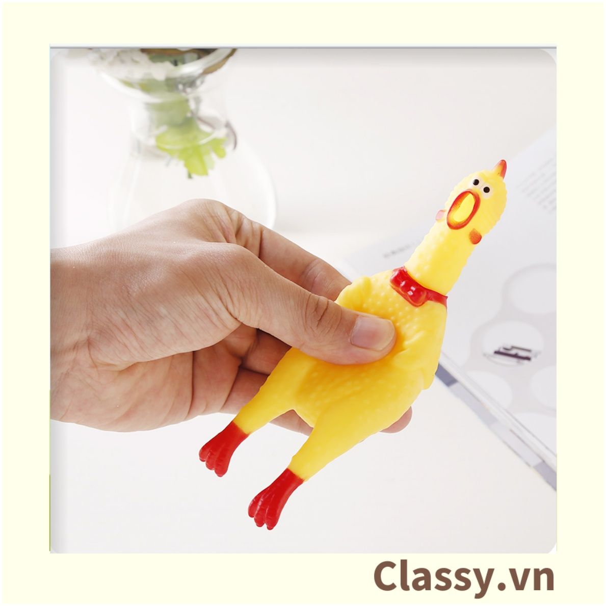  [GIAO HÀNG 7-25 NGÀY] Classy Đồ chơi thú vị bóp bóp gà la hét bằng nhựa dẻo hình chú gà, phát ra tiếng kêu giúp giải tỏa căng thẳng PK607 