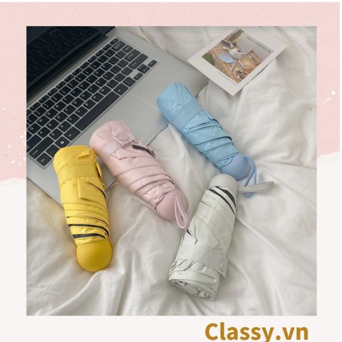  Ô dù đi nắng chỉ số SPF50+ chống tia UV trơn màu, siêu nhỏ, kèm vỏ bọc sang xịn mịn PK610 