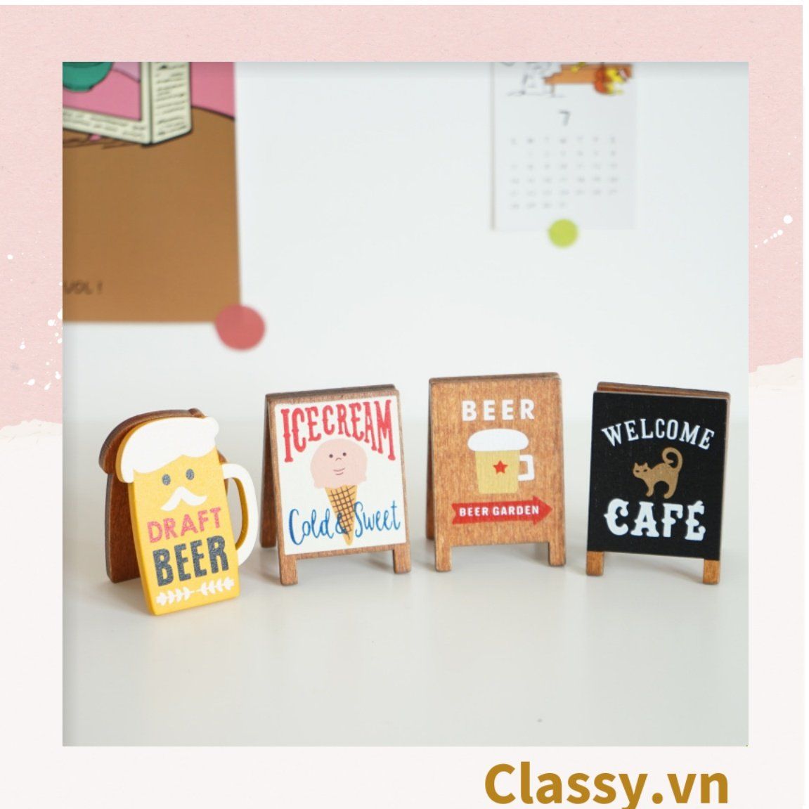  [GIAO HÀNG 7-25 NGÀY] COMBO 50 Kẹp đỡ giấy Lưu ý để bàn trang trí, chất liệu gỗ, kích thước 4,2 * 6cm style vintage PK622 