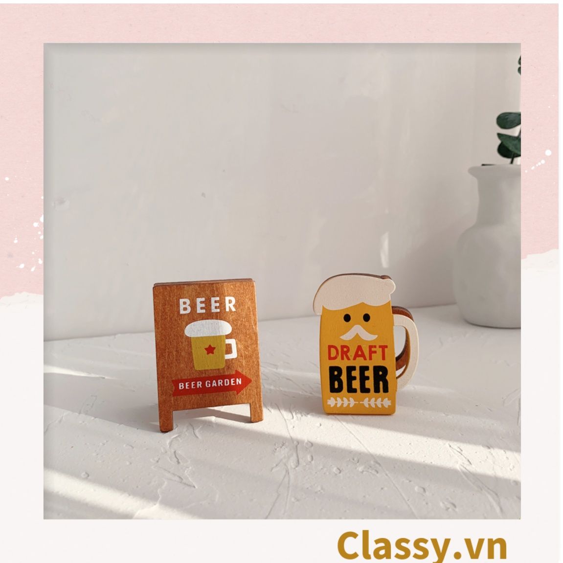  [GIAO HÀNG 7-25 NGÀY] COMBO 50 Kẹp đỡ giấy Lưu ý để bàn trang trí, chất liệu gỗ, kích thước 4,2 * 6cm style vintage PK622 