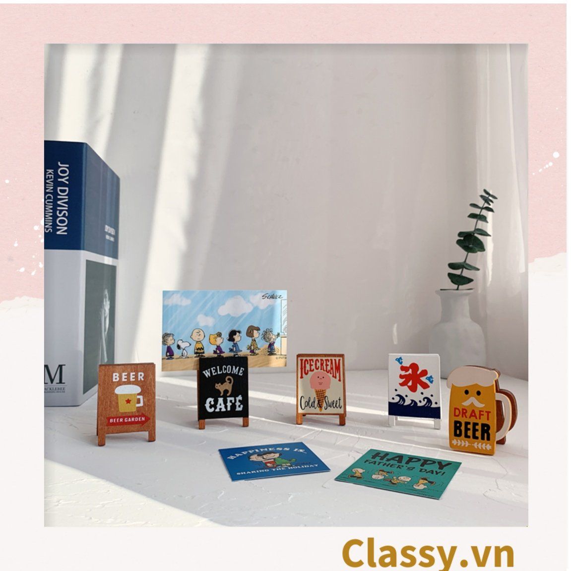  [GIAO HÀNG 7-25 NGÀY] COMBO 50 Kẹp đỡ giấy Lưu ý để bàn trang trí, chất liệu gỗ, kích thước 4,2 * 6cm style vintage PK622 