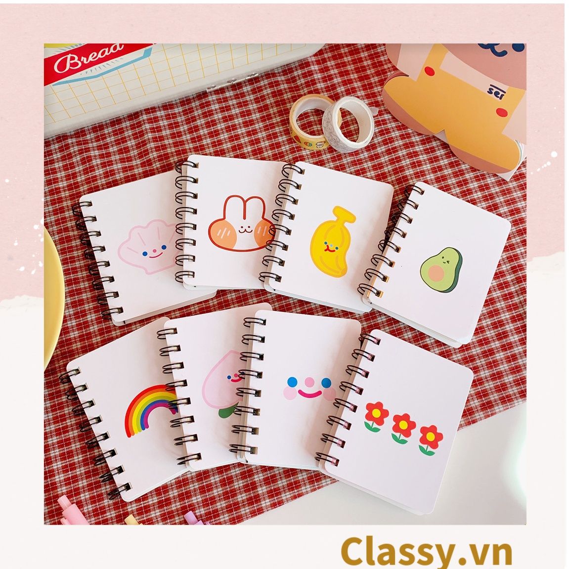  [GIAO HÀNG 7-25 NGÀY] Sổ tay mini lò xo chủ đề báo hồng, kích thước 10.5 X 8.5 CM PK634 
