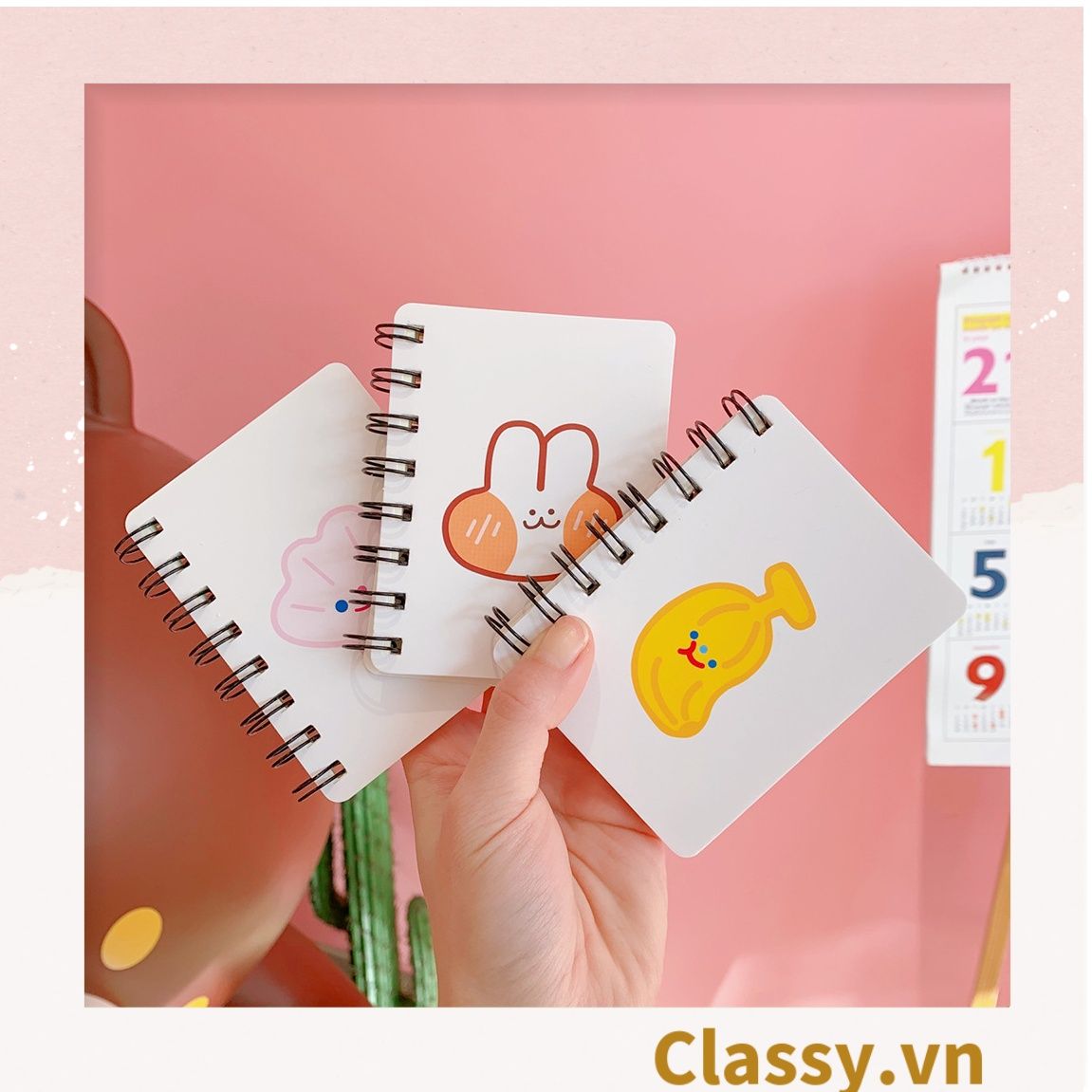  [GIAO HÀNG 7-25 NGÀY] Sổ tay mini lò xo chủ đề báo hồng, kích thước 10.5 X 8.5 CM PK634 