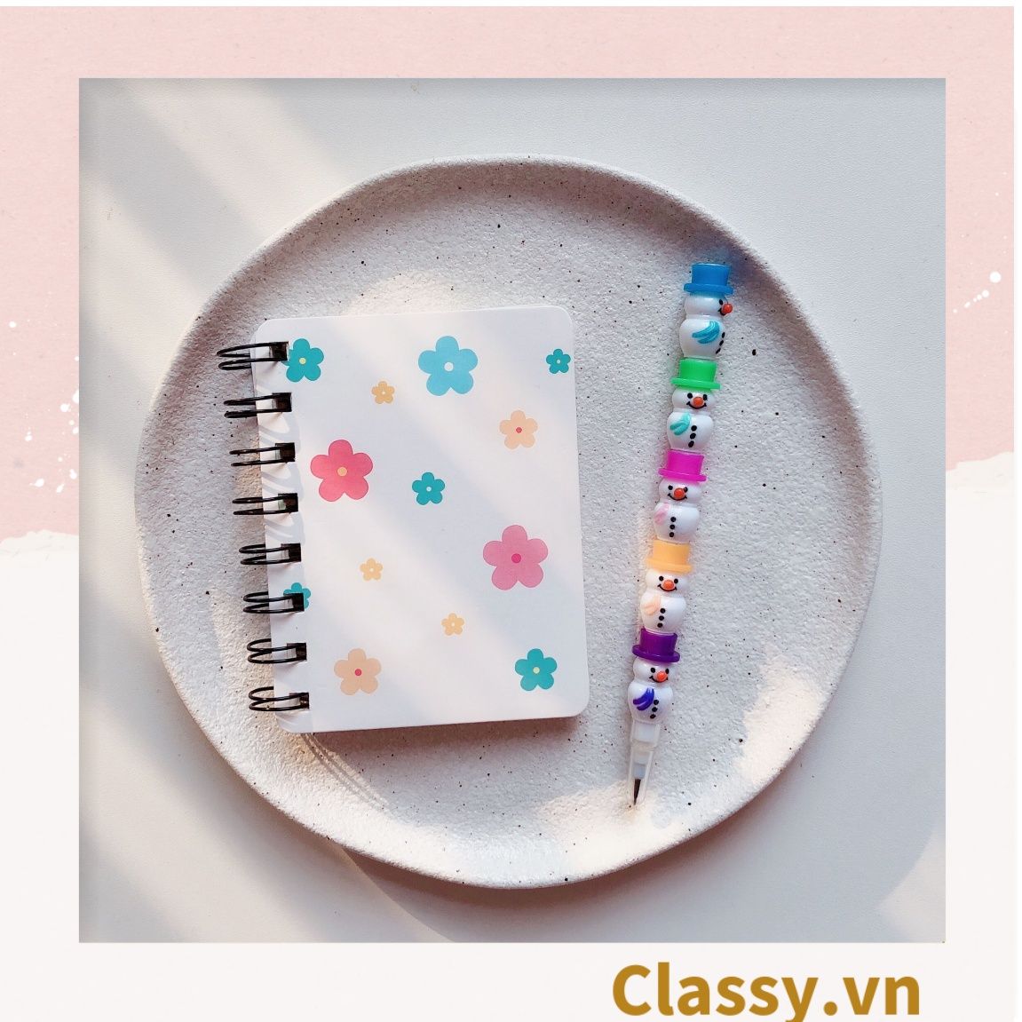  [GIAO HÀNG 7-25 NGÀY] Sổ tay mini lò xo chủ đề báo hồng, kích thước 10.5 X 8.5 CM PK634 