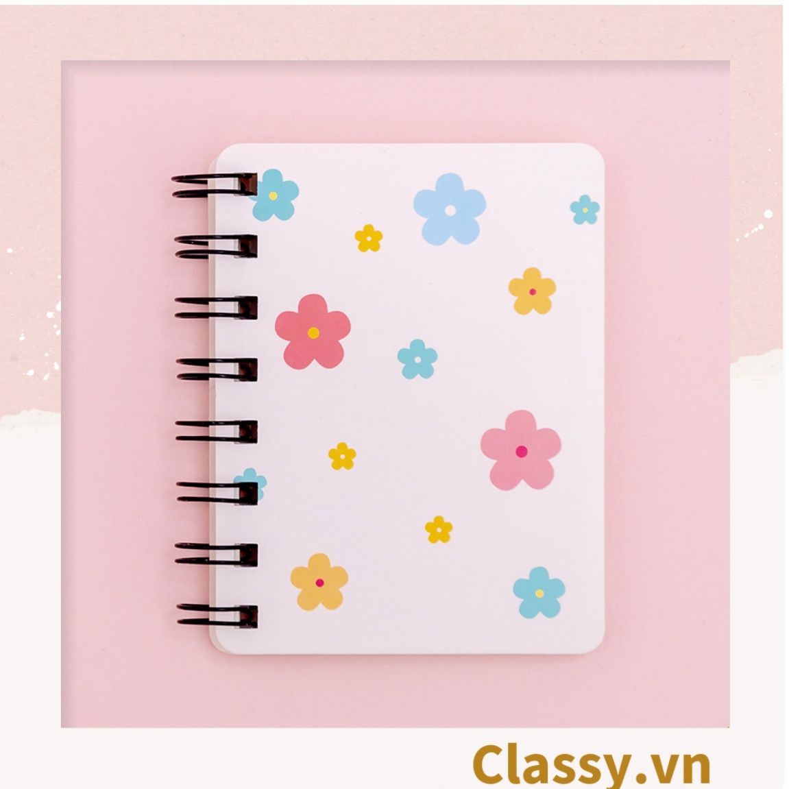  [GIAO HÀNG 7-25 NGÀY] Sổ tay mini lò xo chủ đề báo hồng, kích thước 10.5 X 8.5 CM PK634 