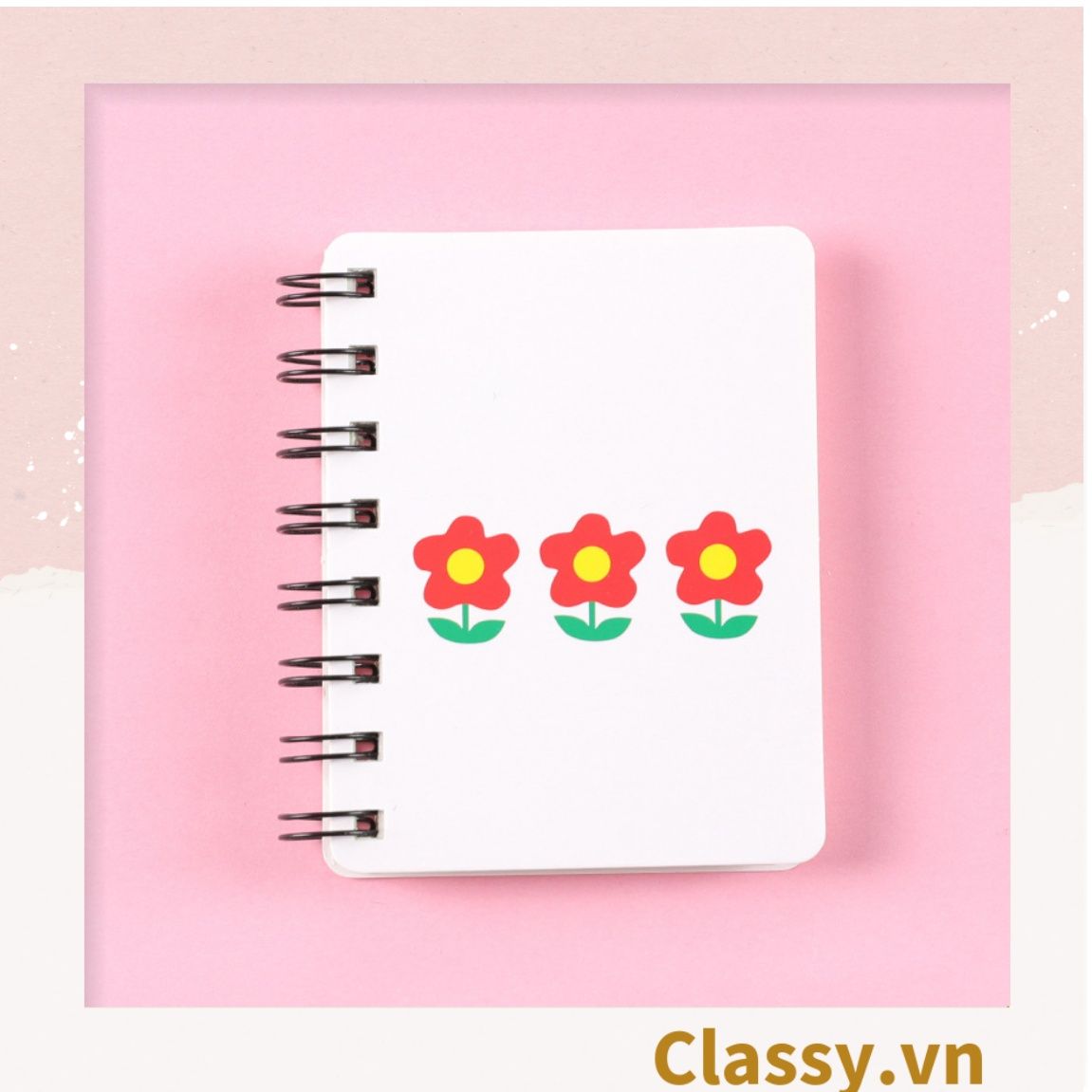  [GIAO HÀNG 7-25 NGÀY] Sổ tay mini lò xo chủ đề báo hồng, kích thước 10.5 X 8.5 CM PK634 