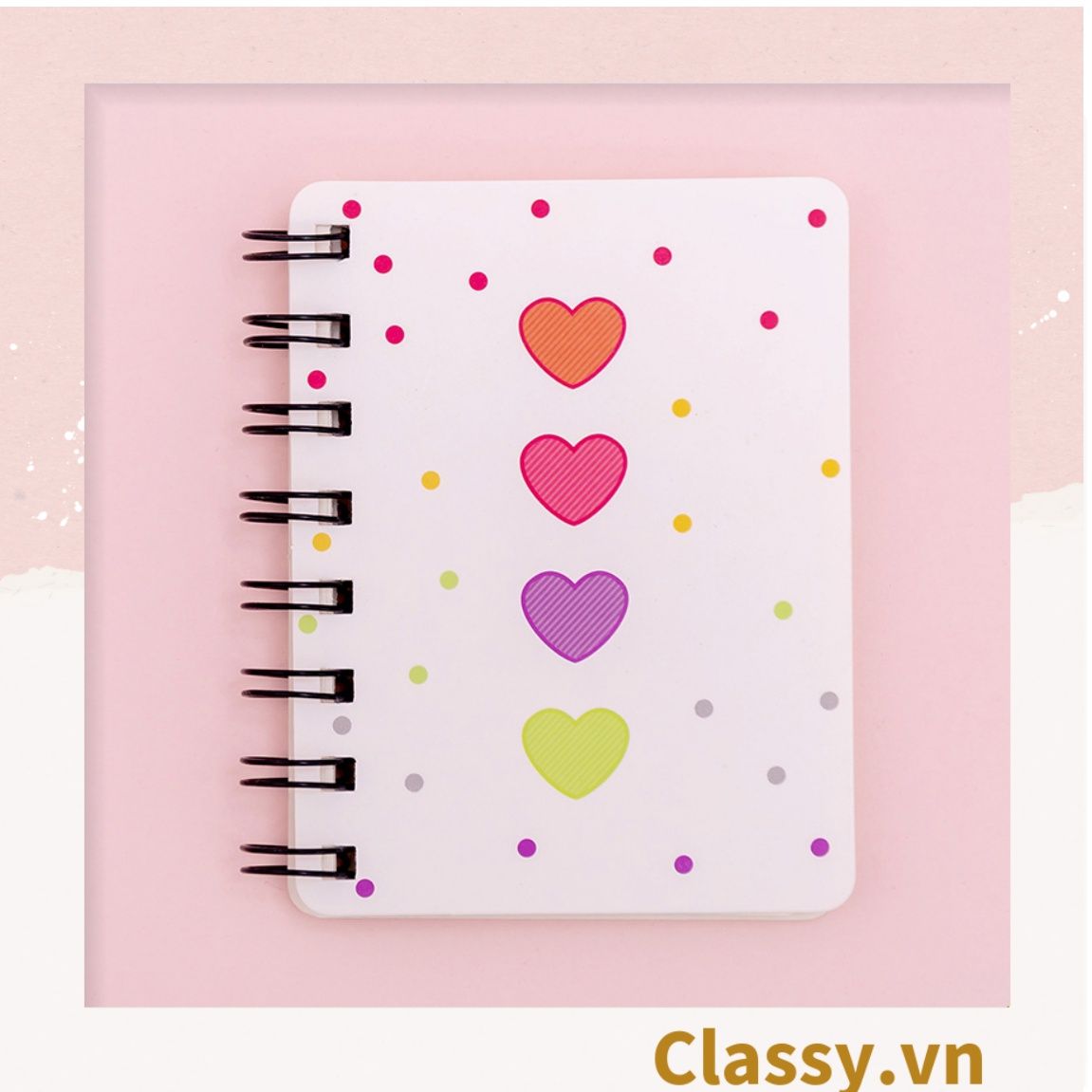  [GIAO HÀNG 7-25 NGÀY] Sổ tay mini lò xo chủ đề báo hồng, kích thước 10.5 X 8.5 CM PK634 
