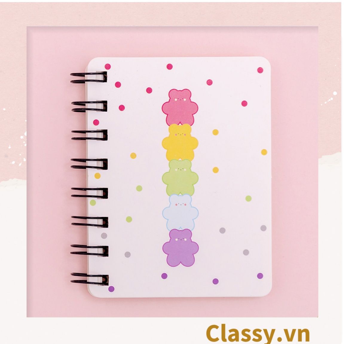  [GIAO HÀNG 7-25 NGÀY] Sổ tay mini lò xo chủ đề báo hồng, kích thước 10.5 X 8.5 CM PK634 