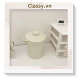  [GIAO HÀNG 7-25 NGÀY] COMBO 20 (THÙNG TRƠN) Thùng rác mini, hộp đựng nhỏ hình chiếc xô để bàn học bàn làm việc có nắp đậy tiện lợi màu ghi PK639 