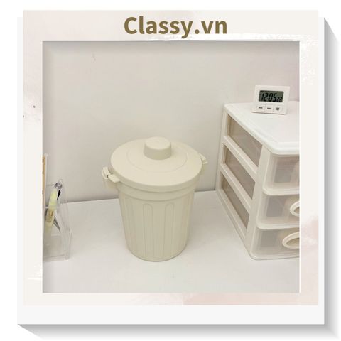  [GIAO HÀNG 7-25 NGÀY] COMBO 20 (THÙNG TRƠN) Thùng rác mini, hộp đựng nhỏ hình chiếc xô để bàn học bàn làm việc có nắp đậy tiện lợi màu ghi PK639 