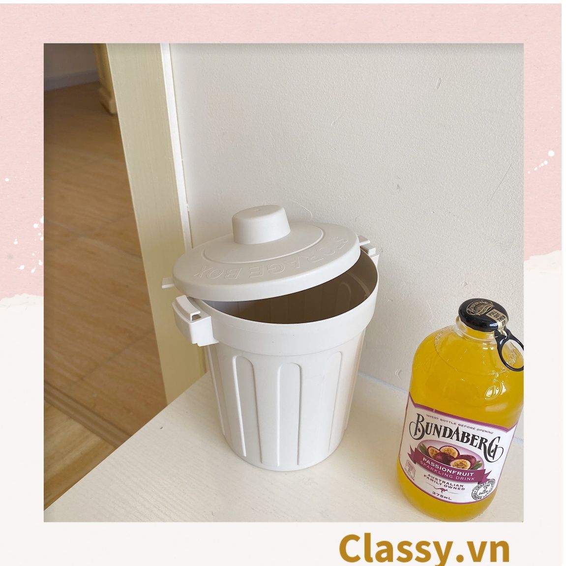  [GIAO HÀNG 7-25 NGÀY] COMBO 20 (THÙNG TRƠN) Thùng rác mini, hộp đựng nhỏ hình chiếc xô để bàn học bàn làm việc có nắp đậy tiện lợi màu ghi PK639 