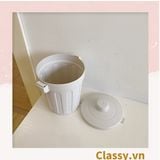  [GIAO HÀNG 7-25 NGÀY] COMBO 20 (THÙNG TRƠN) Thùng rác mini, hộp đựng nhỏ hình chiếc xô để bàn học bàn làm việc có nắp đậy tiện lợi màu ghi PK639 