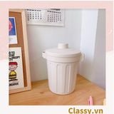  [GIAO HÀNG 7-25 NGÀY] COMBO 20 (THÙNG TRƠN) Thùng rác mini, hộp đựng nhỏ hình chiếc xô để bàn học bàn làm việc có nắp đậy tiện lợi màu ghi PK639 