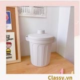  [GIAO HÀNG 7-25 NGÀY] COMBO 20 (THÙNG TRƠN) Thùng rác mini, hộp đựng nhỏ hình chiếc xô để bàn học bàn làm việc có nắp đậy tiện lợi màu ghi PK639 