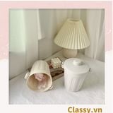  [GIAO HÀNG 7-25 NGÀY] COMBO 20 (THÙNG TRƠN) Thùng rác mini, hộp đựng nhỏ hình chiếc xô để bàn học bàn làm việc có nắp đậy tiện lợi màu ghi PK639 