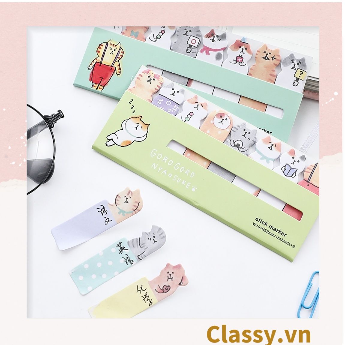  [GIAO HÀNG 7-25 NGÀY] 120 miếng Giấy note ghi nhớ mini Post-It, hình pets dễ thương sáng tạo tiện dụng; kích thước PK641 