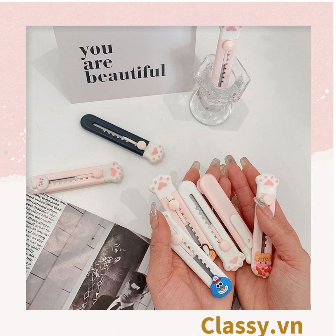  [GIAO HÀNG 7-25 NGÀY] COMBO 50 Dao Dọc Giấy Chân Mèo Dễ Thương PK642 