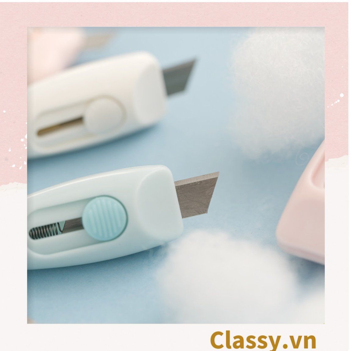  [GIAO HÀNG 7-25 NGÀY] COMBO 50 Dao rọc giấy mini tai thỏ dễ thương trơn màu PK644 