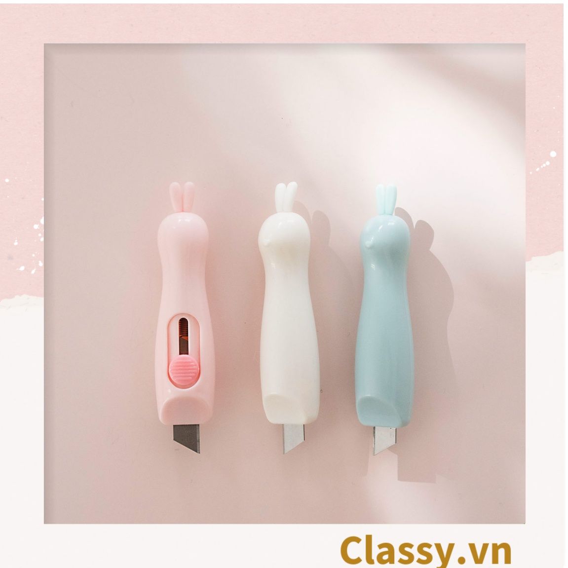  [GIAO HÀNG 7-25 NGÀY] COMBO 50 Dao rọc giấy mini tai thỏ dễ thương trơn màu PK644 