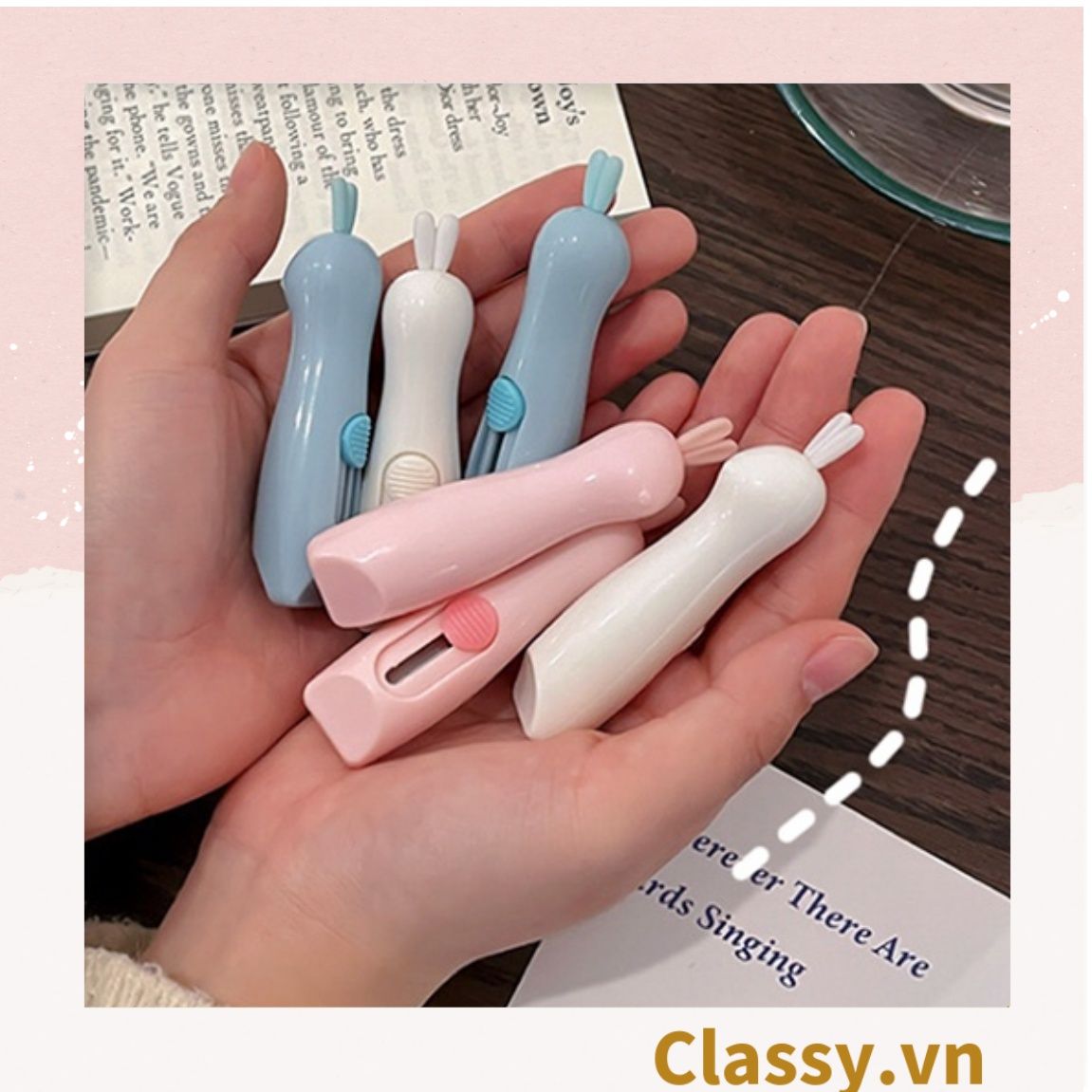 [GIAO HÀNG 7-25 NGÀY] COMBO 50 Dao rọc giấy mini tai thỏ dễ thương trơn màu PK644 