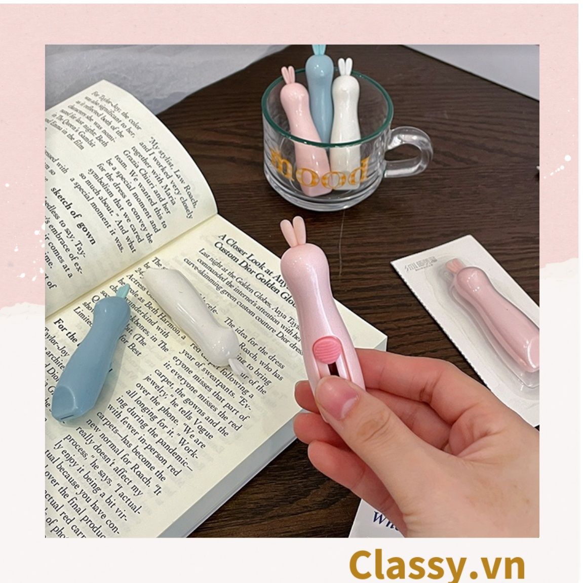  [GIAO HÀNG 7-25 NGÀY] COMBO 50 Dao rọc giấy mini tai thỏ dễ thương trơn màu PK644 