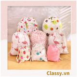  Túi cotton lanh dây rút mini đựng đồ đi du lịch xinh xắn tiện dụng PK646 